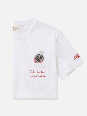 Cotton t-shirt Austin with embroidery and watch print