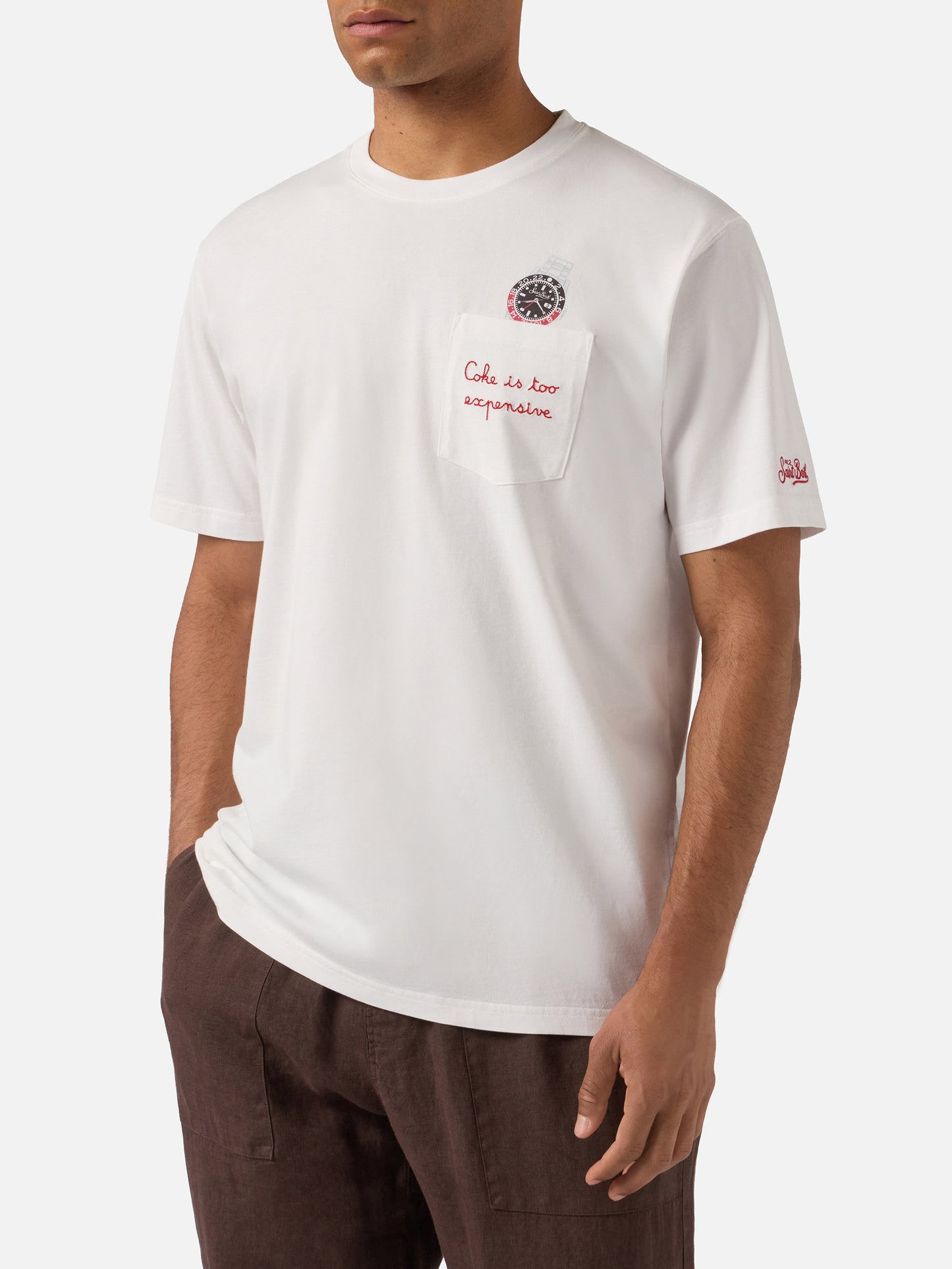 Cotton t-shirt Austin with embroidery and watch print