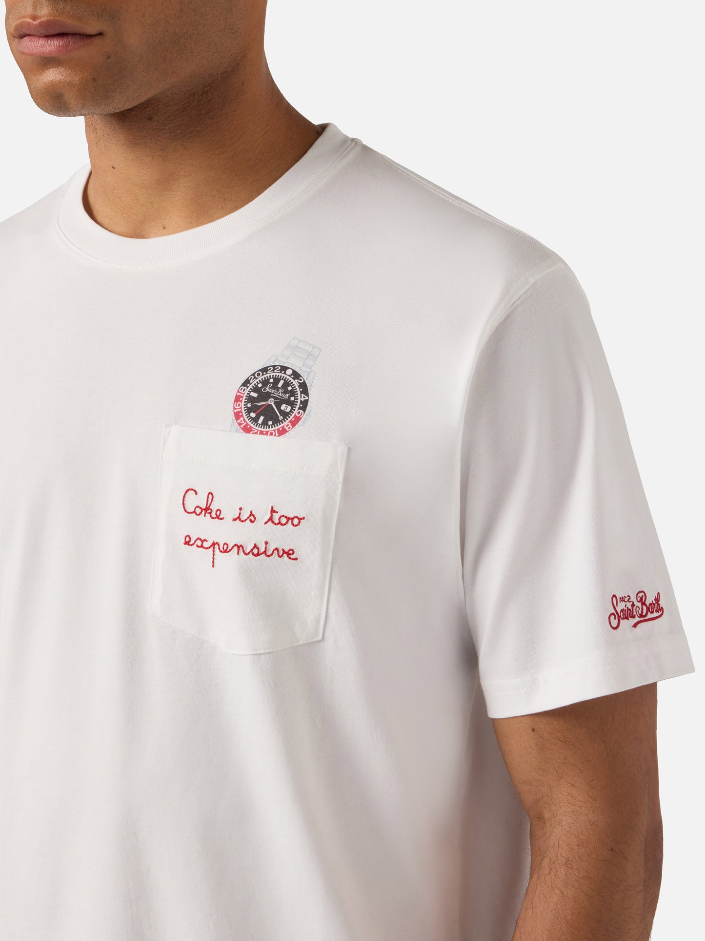 Cotton t-shirt Austin with embroidery and watch print