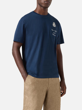 T-shirt Austin blu con orologio e ricamo Non Voglio Mica La Luna