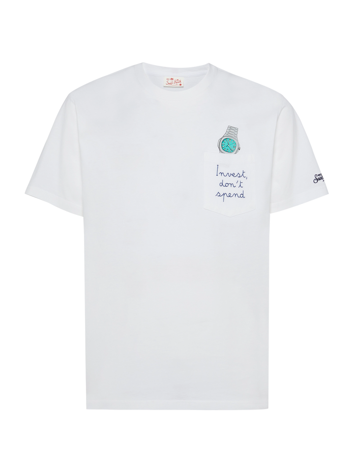 Cotton t-shirt Austin with embroidery and watch print