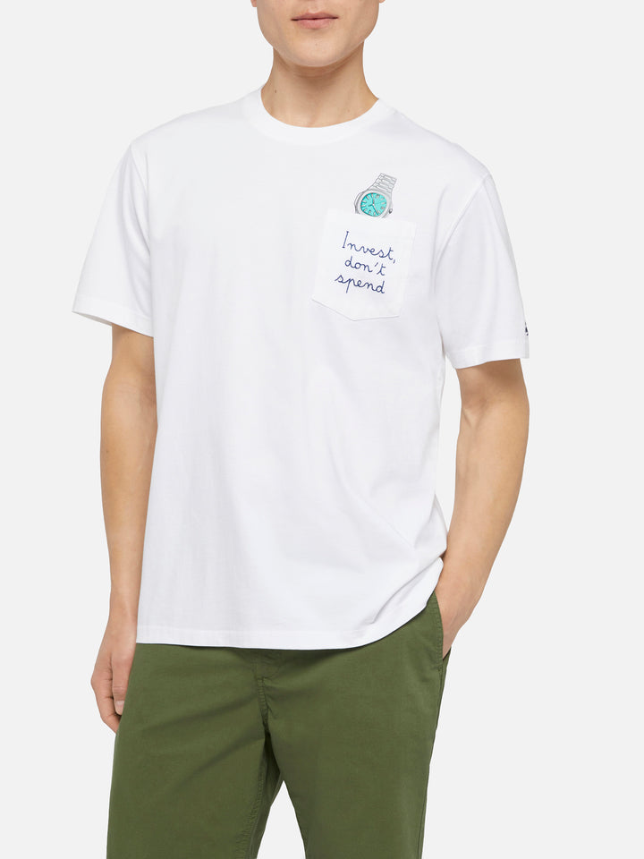 Baumwoll-T-Shirt Austin mit Stickerei und Uhrendruck