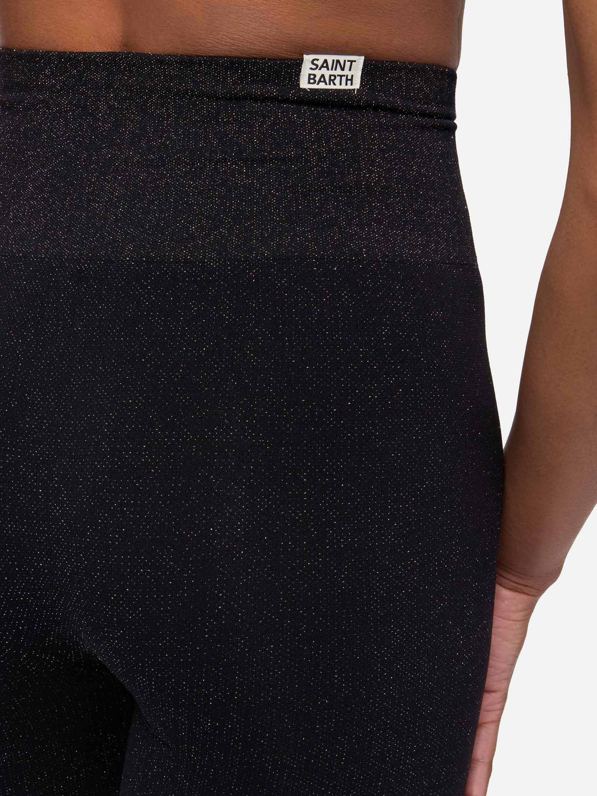 Leggings neri in lurex Avice
