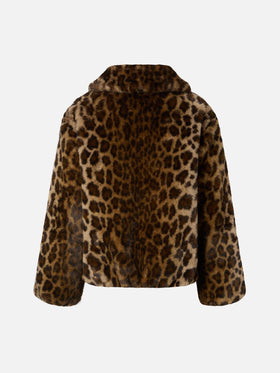 Aveline faux-fur jacket with leopard print