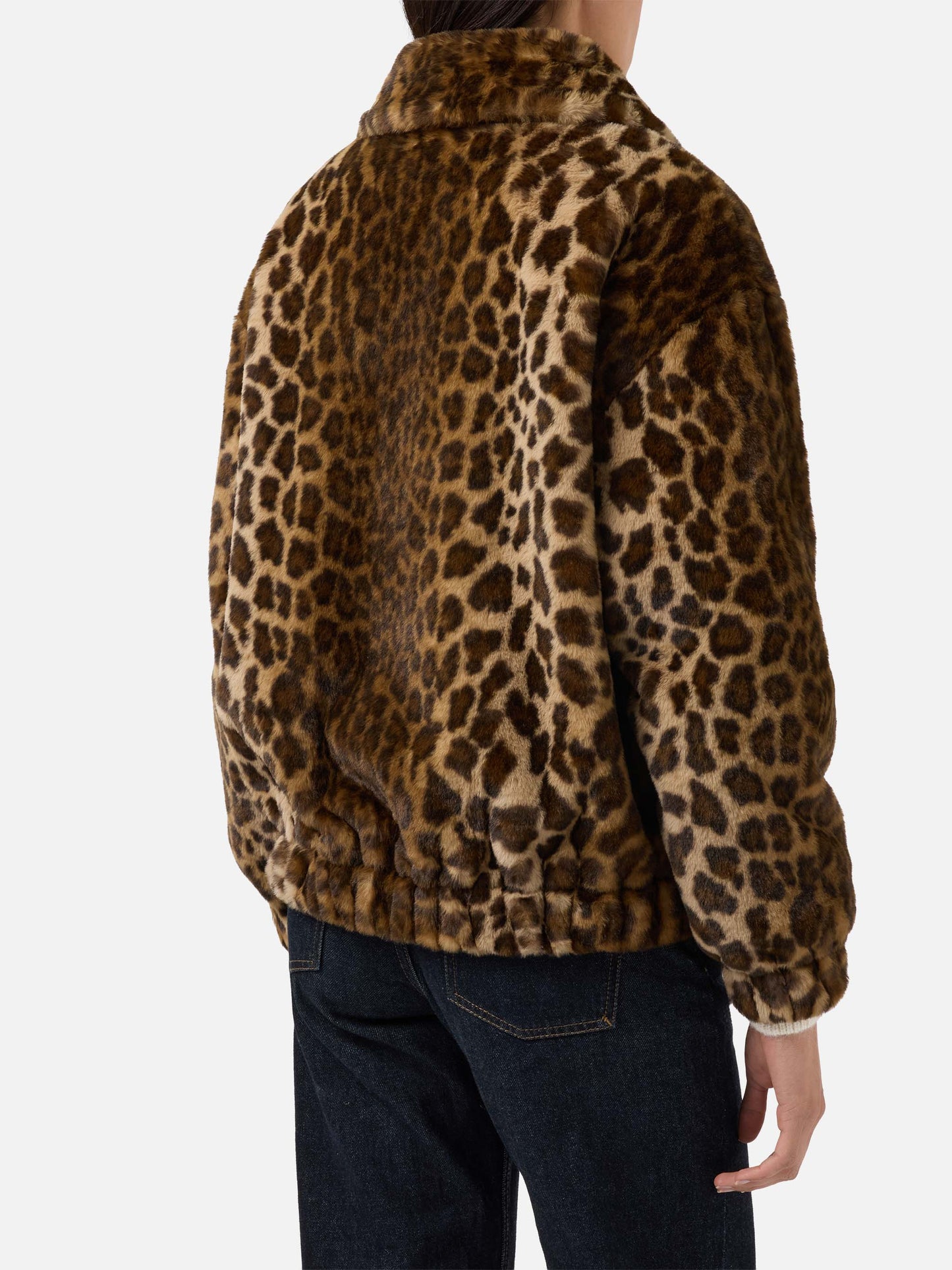 Giacca Aveline in faux fur con stampa leopardata