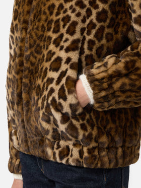 Giacca Aveline in faux fur con stampa leopardata