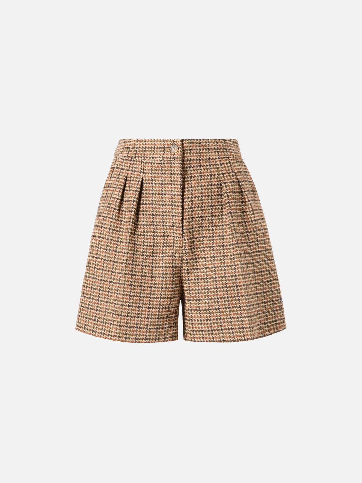 Aya shorts in houndstooth fabric with double pleats