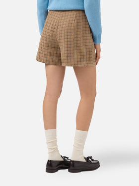 Aya shorts in houndstooth fabric with double pleats