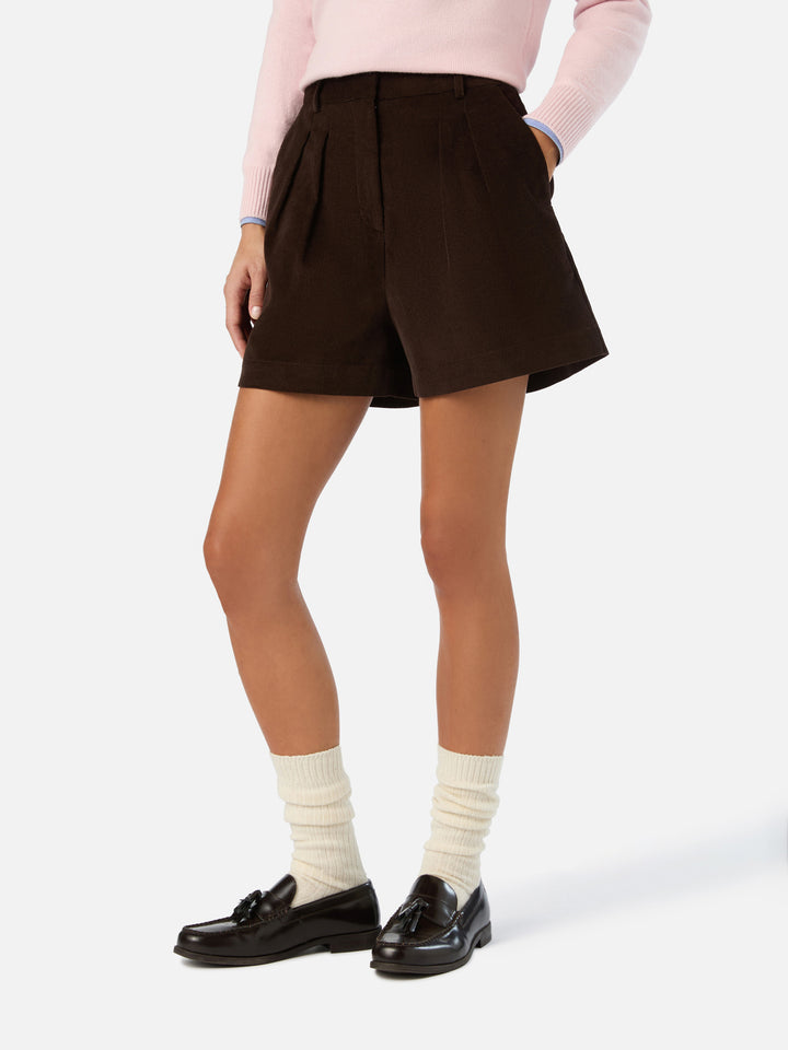 Dark brown Aya cotton corduroy shorts