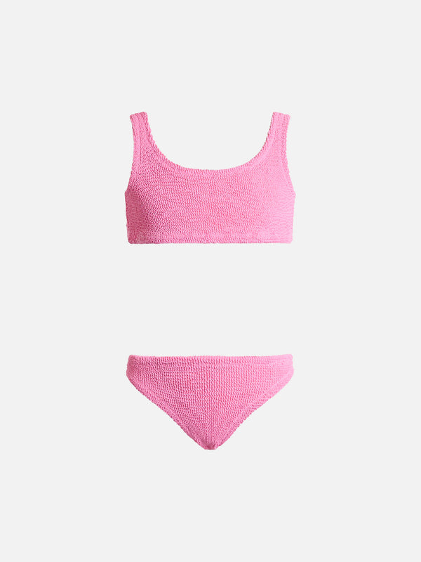 Rosa klassischer Crinkle-Bikini für Mädchen von Baker