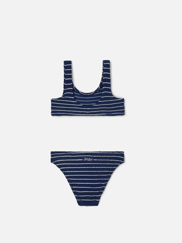 Baker crinkle bikini with navy stripes