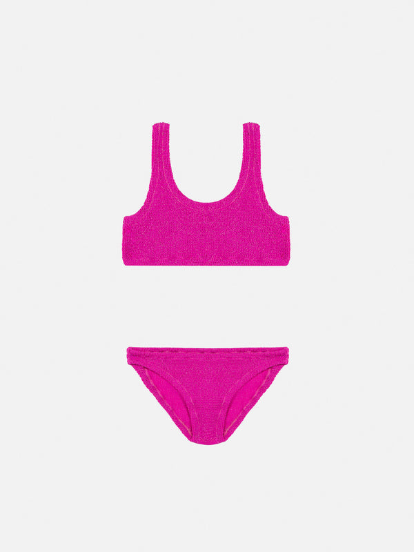 Bikini a triangolo Baker in crinkle fucsia