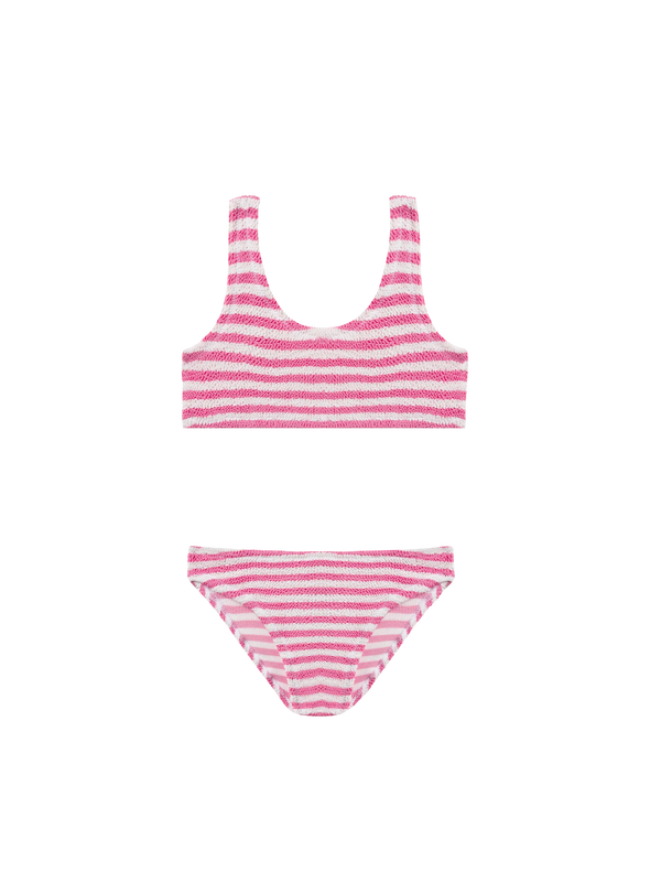 Pink striped crinkle classic bralette bikini Baker