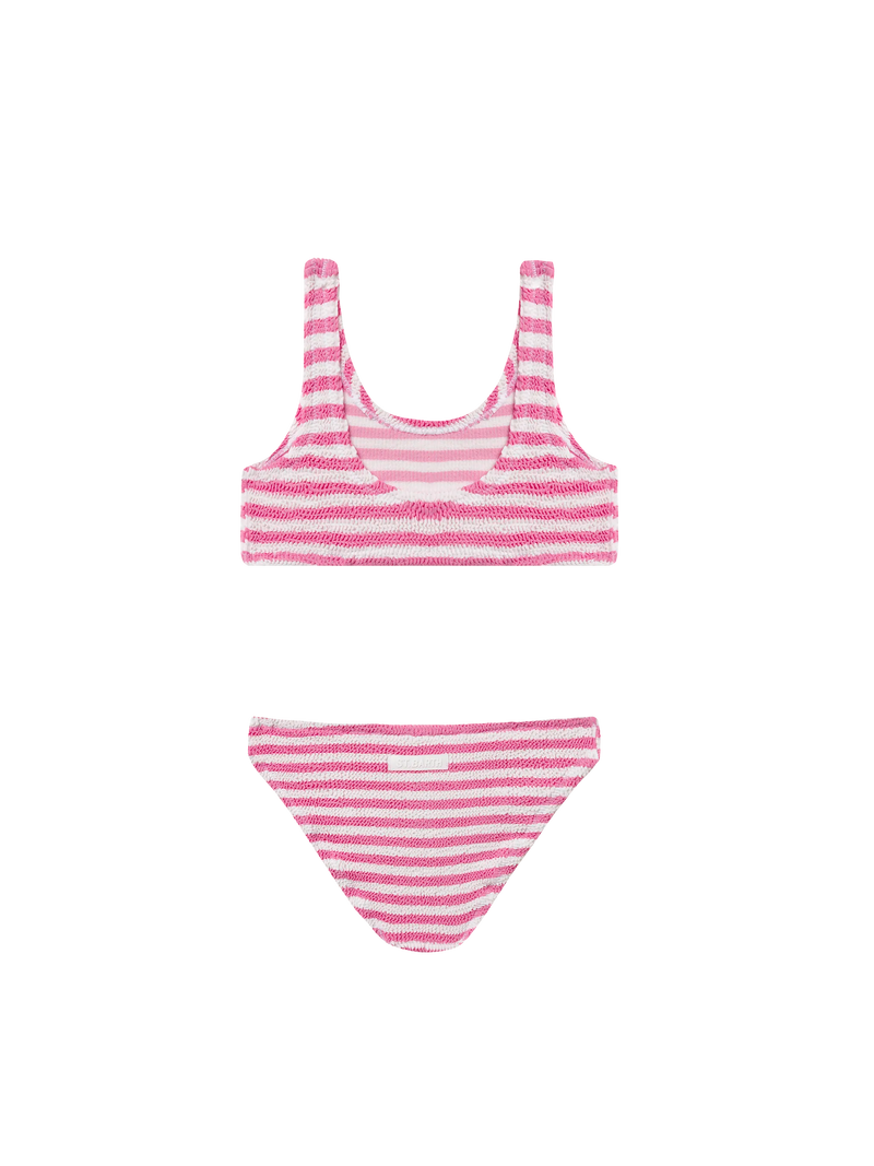 Pink striped crinkle classic bralette bikini Baker