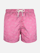 Pink embroidered swim shorts