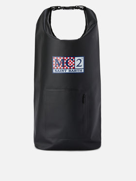 Sac à dos Aqua en PVC noir uni avec logo imprimé 