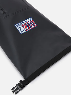 Sac à dos Aqua en PVC noir uni avec logo imprimé 