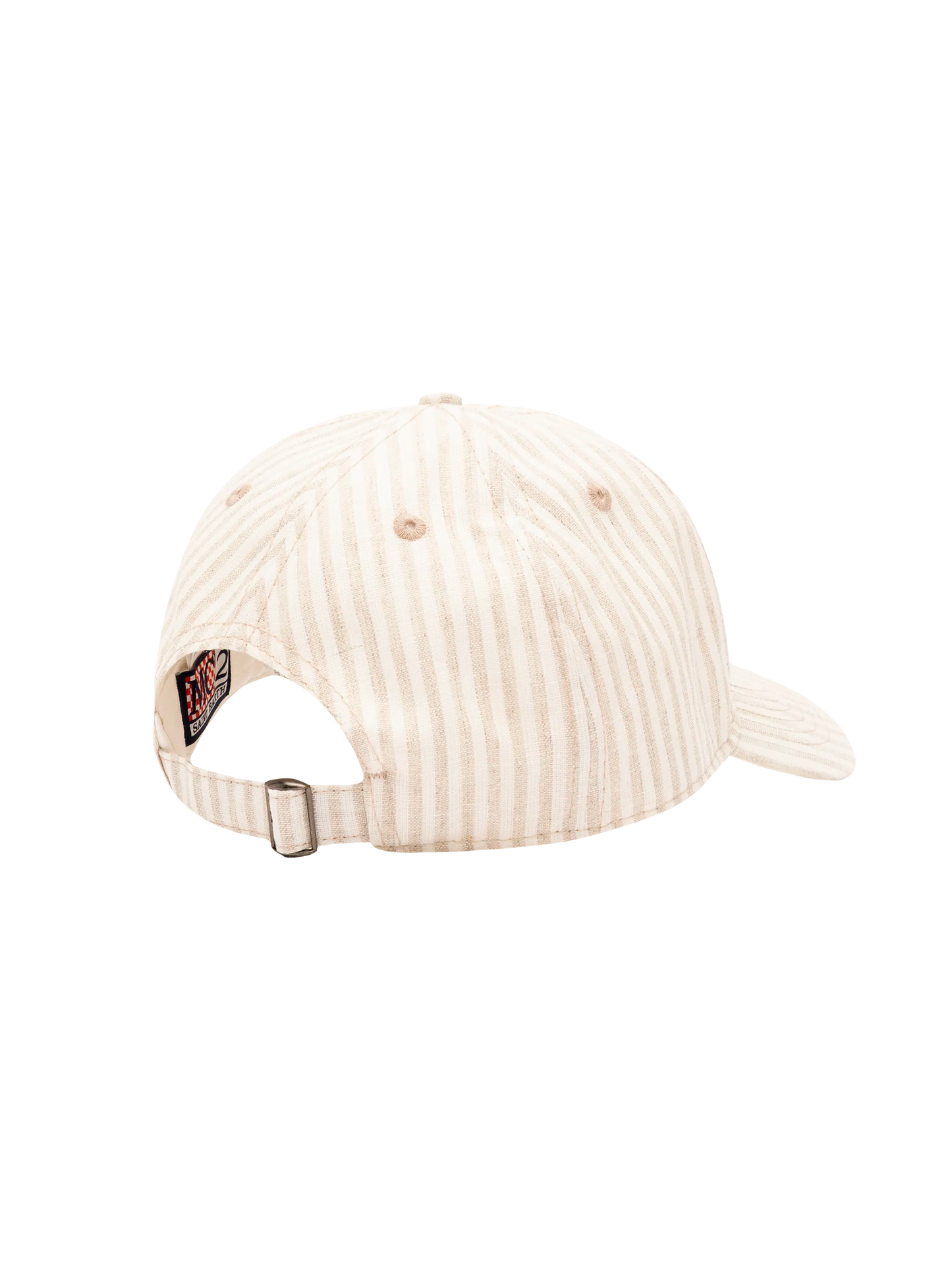 Baseballmütze aus beigefarbenem Baumwollleinen mit Streifen