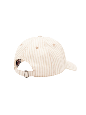 Baseballmütze aus beigefarbenem Baumwollleinen mit Streifen