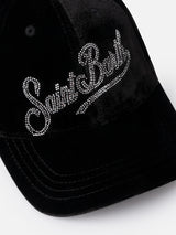 Black velvet ball cap Baseball with rhinestones logo