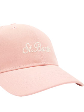 Baseballmütze aus rosa Baumwollleinen