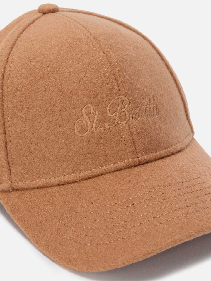 Cappello con visiera Baseball Felt in misto lana cammello