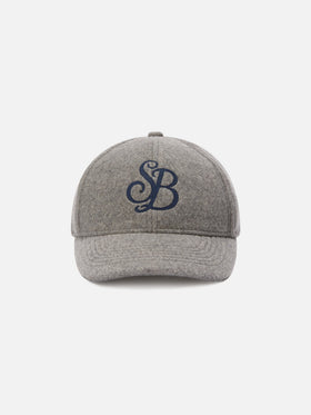 Gorra de fieltro gris Baseball con bordado del monograma SB 