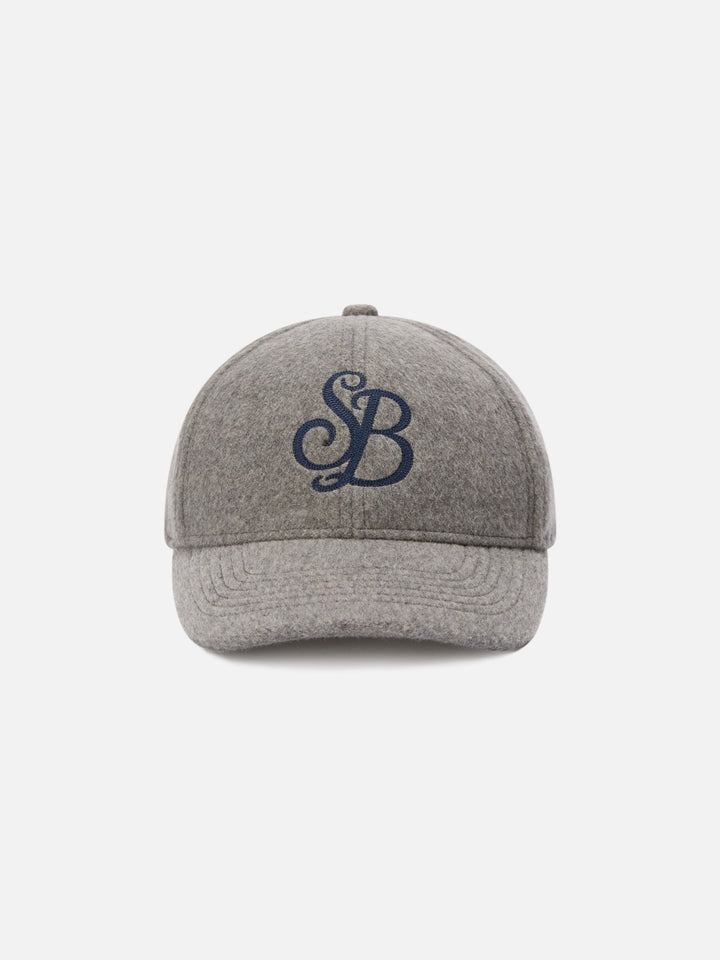 Gorra de fieltro gris Baseball con bordado del monograma SB 