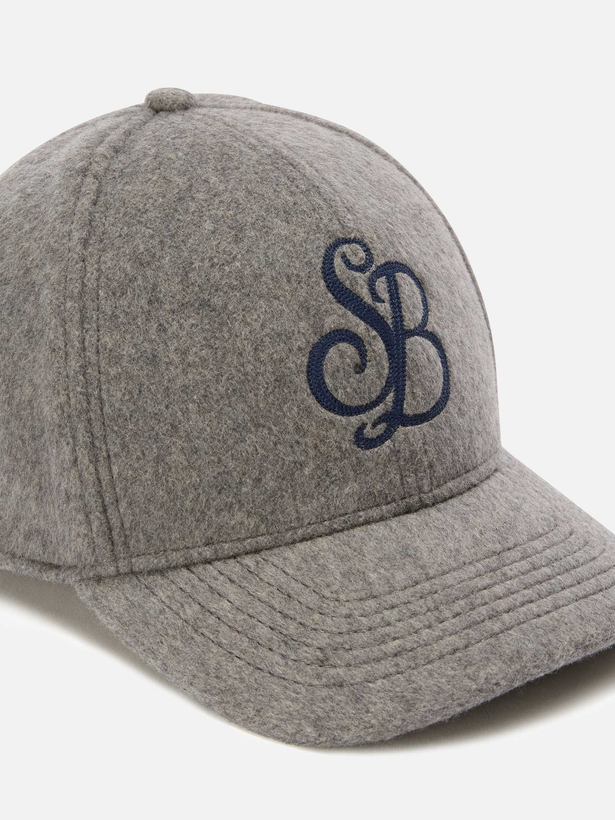 Gorra de fieltro gris Baseball con bordado del monograma SB 