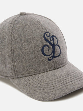 Gorra de fieltro gris Baseball con bordado del monograma SB 