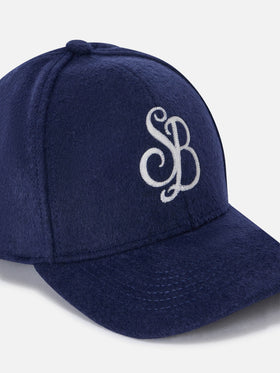 Navy blue Baseball felt cap with SB monogram embroidery