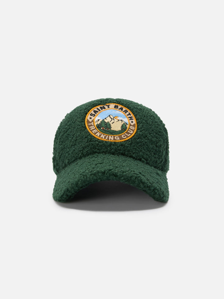 Baseball cap in green sherpa with St. Barth embroidery