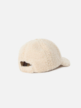 Cappello Baseball beige in tessuto teddy con ricamo logo
