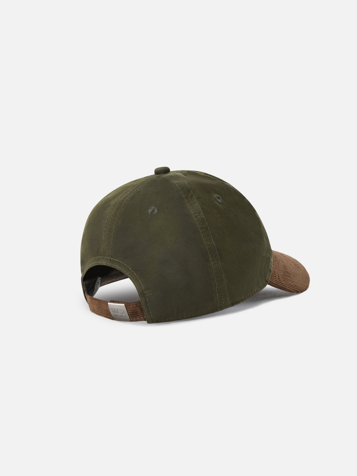 Military green Baseball waxed corduroy cap with logo embroidery