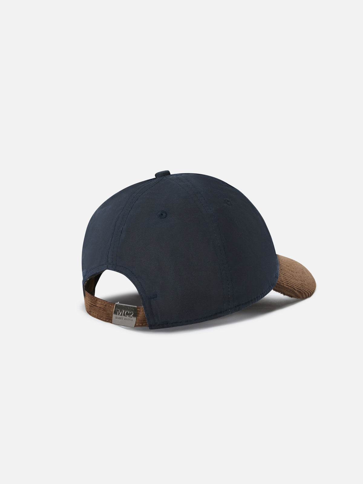Navy blue Baseball waxed corduroy cap with logo embroidery