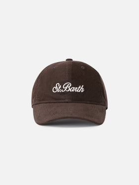 Brown Baseball corduroy cap with logo embroidery