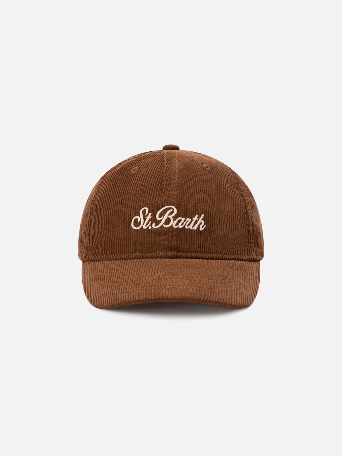 Beige Baseball corduroy cap with logo embroidery