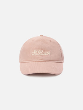 Pink Baseball corduroy cap with logo embroidery
