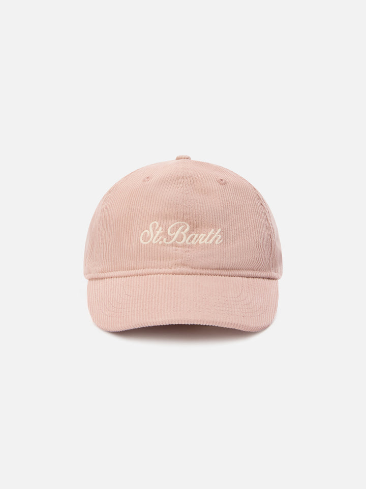 Gorra de pana rosa Baseball con bordado del logo 