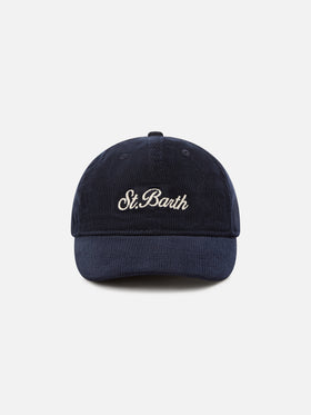 Marineblaue blue Baseball Kappe aus Cord mit Logostickerei 