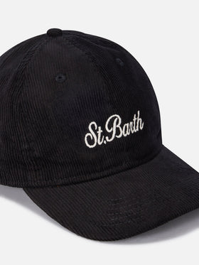 Casquette en velours côtelé noire Baseball avec logo brodé 