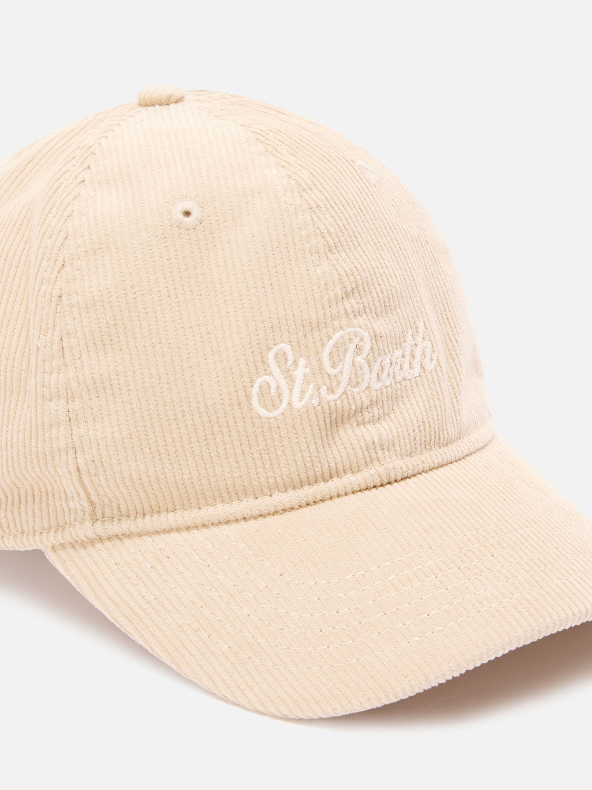 Graue Baseball Kappe aus Cord mit Logostickerei 