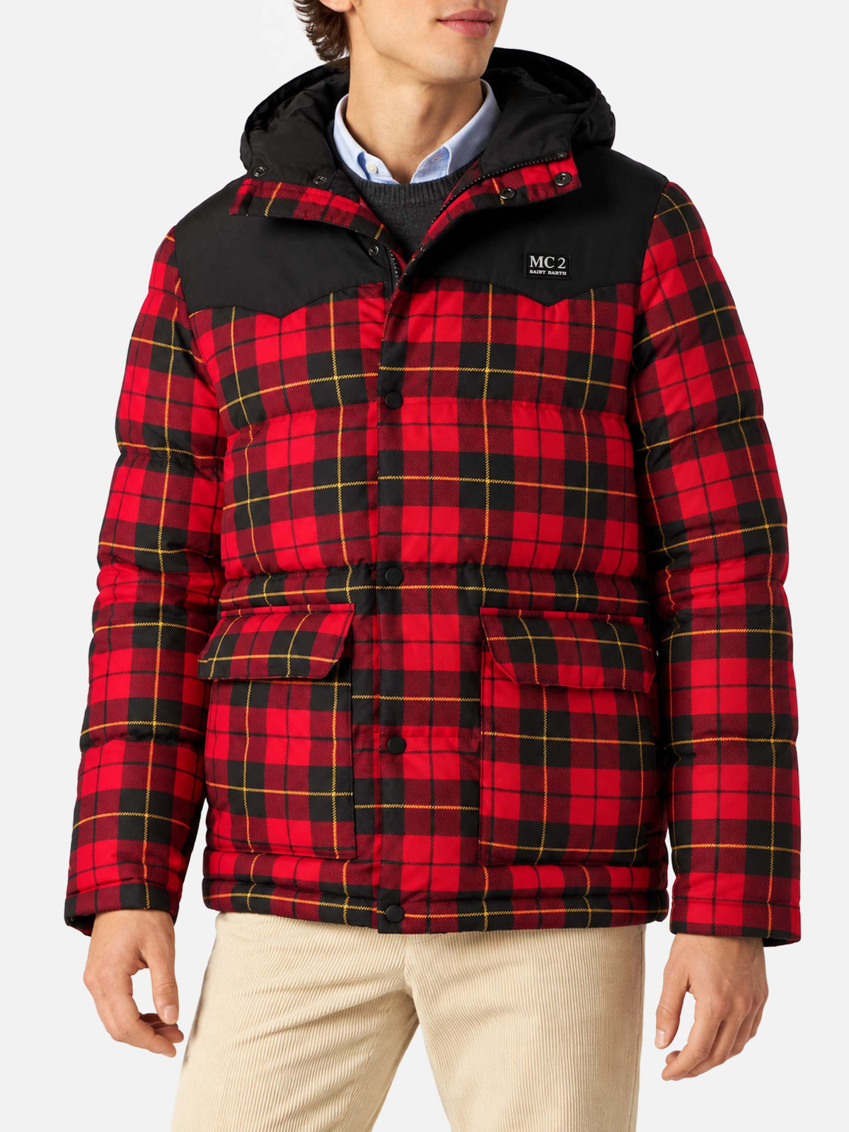 Chaqueta de plumón Baxter Tex de tartán rojo 