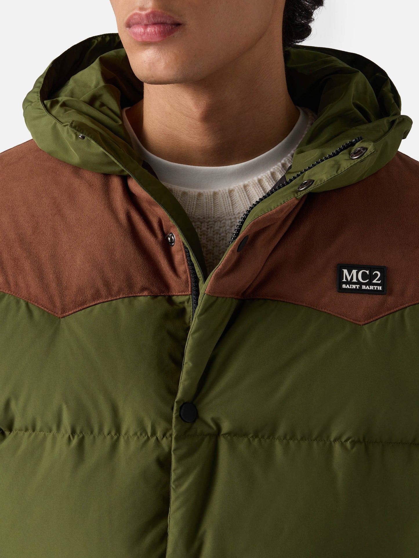 Militärgrüne Daunenjacke mit Kapuze für Herren Baxter
