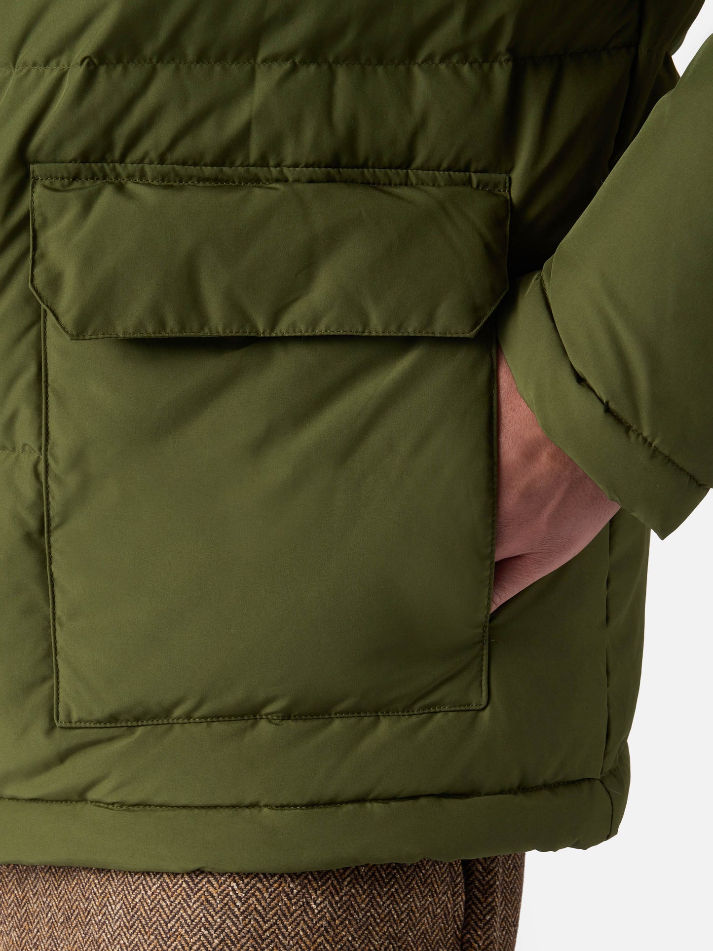 Militärgrüne Daunenjacke mit Kapuze für Herren Baxter