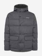 Grey wooly hooded down jacket Baxter