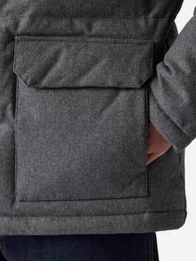 Piumino grigio con cappuccio in lana Baxter