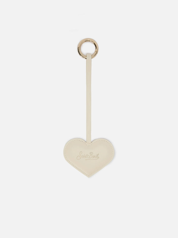 Bag Charm a cuore in pelle bianca