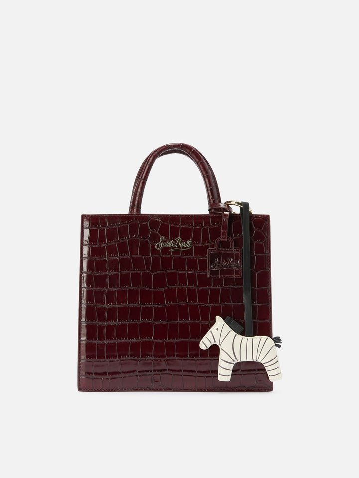 Zebra Bag Charm in white leather