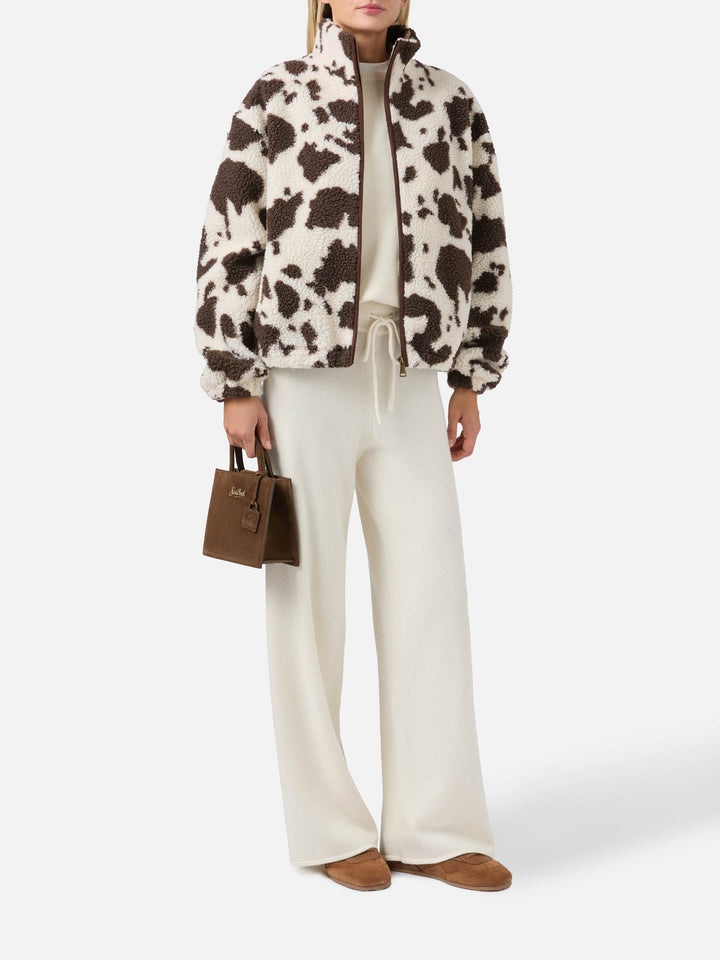 Giacca teddy Bercy con stampa muccata e dettagli in eco suede